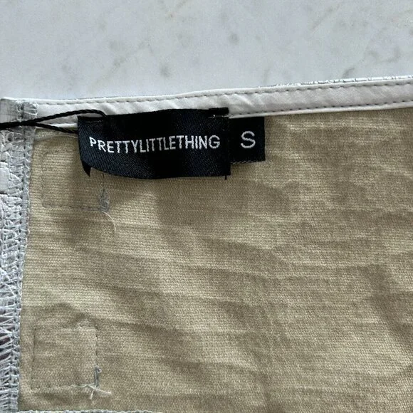 Pretty Little Things Bralette Silver Metallic Croc Halter Bustier NWT - Picture 11 of 12